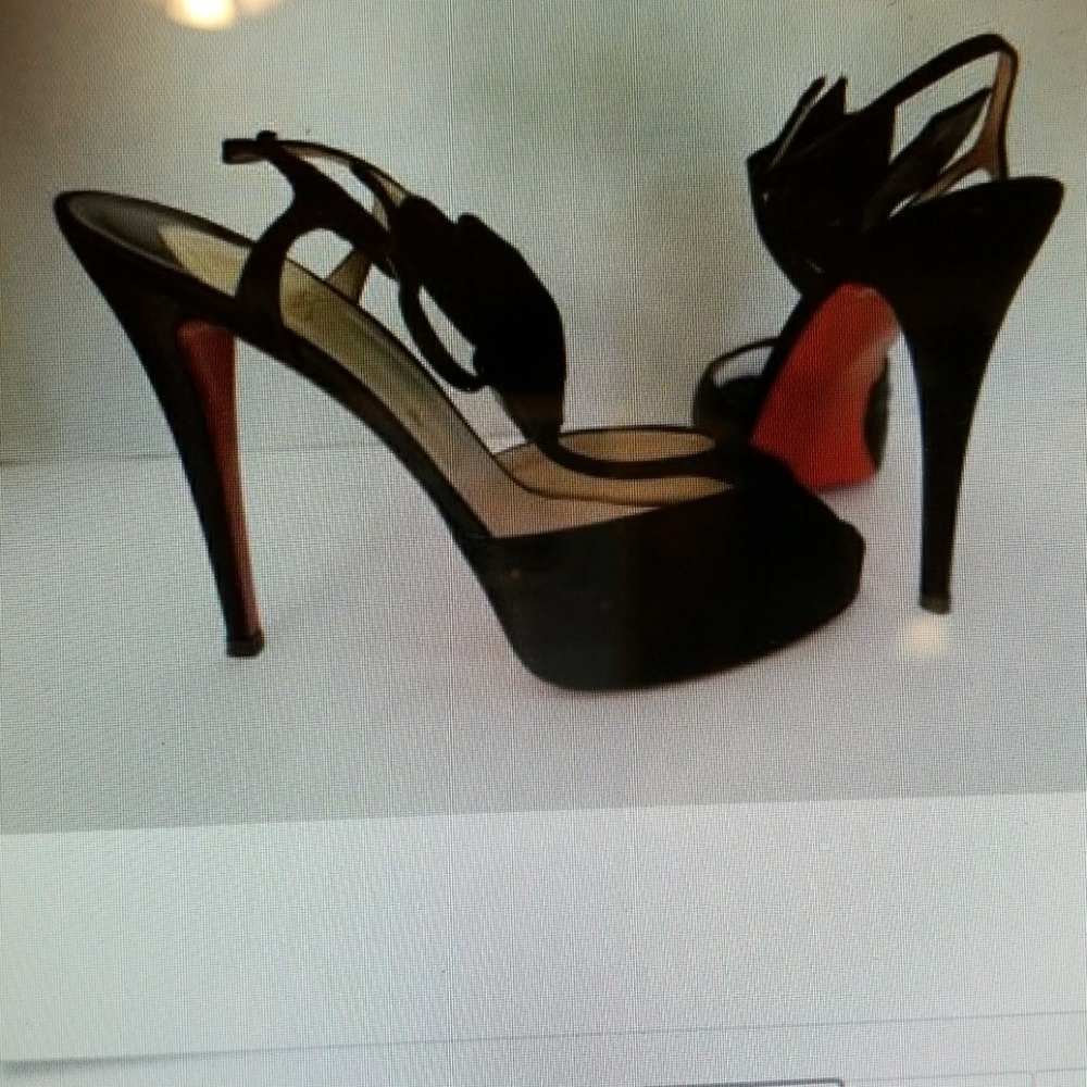 SOLD!!!!Christian Louboutin Blk Satin Shoes - Picture 4 of 5